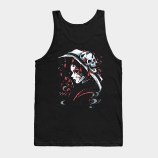 Geisha | Grim Reaper Geisha Skull | Cool Retro Japanese Aesthetic Tank Top